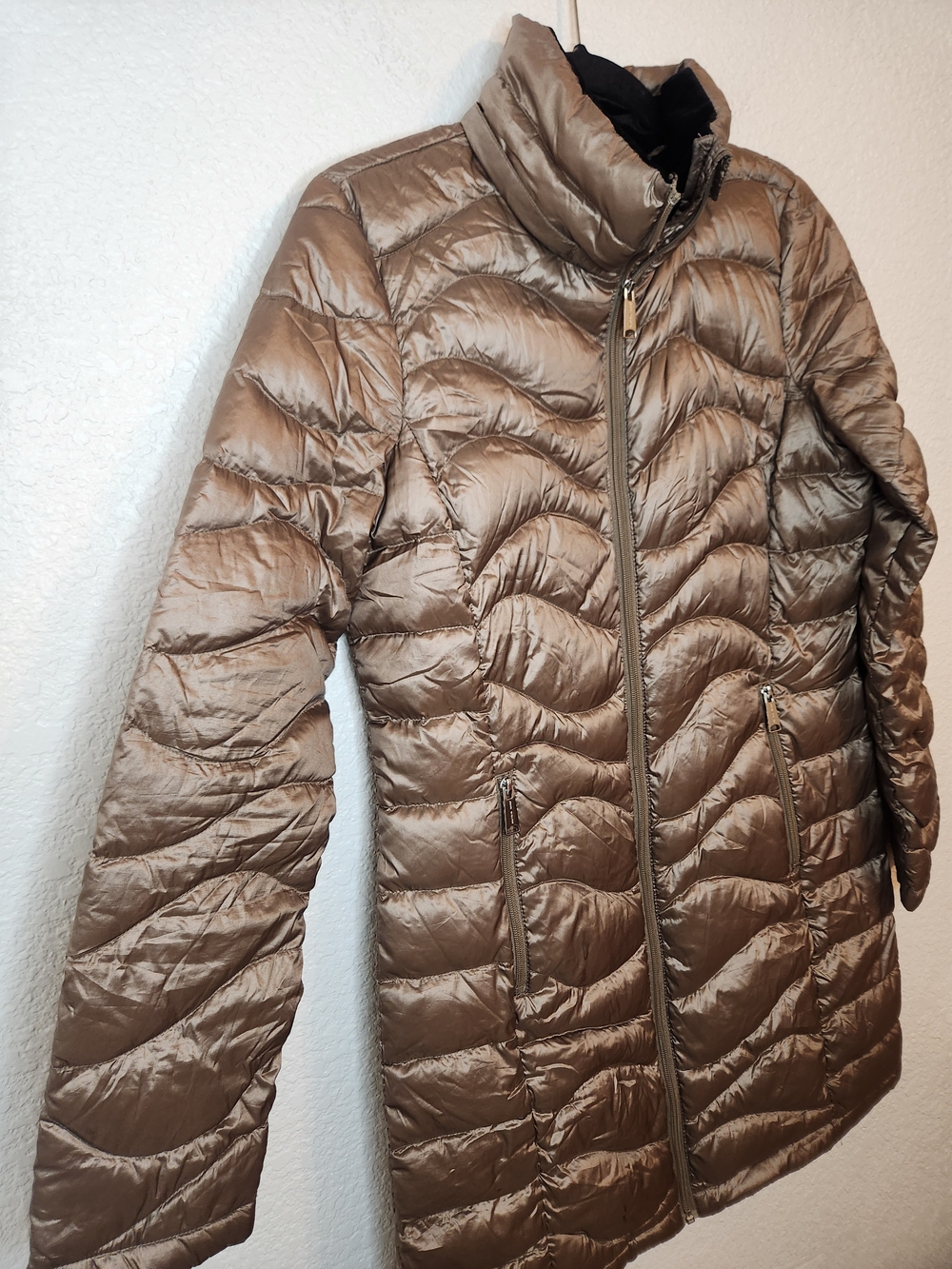 Andrew Marc Premium Down Packable Long Puffer Coat Taupe Brown Womens S - Picture 6 of 16
